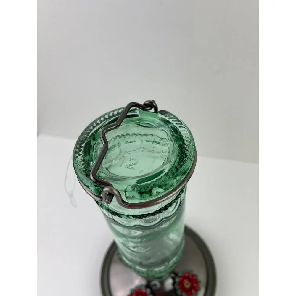 WOODSTREAM Corp. Green Glass 4 Feeding Ports Hummingbird Nectar Hanging Feeder